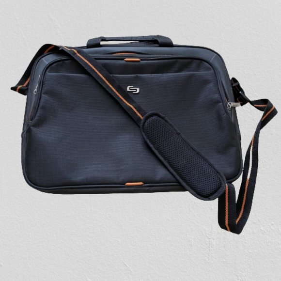 solo Other - Solo New York Ace Slim 15.6" Laptop Briefcase, Black/Orange Polyester